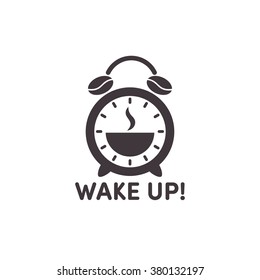 Icon alarm clock black and white Wake up