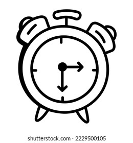 An icon of alarm clock in doodle design 