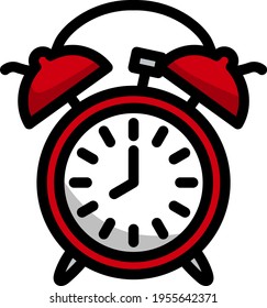 Icono Del Reloj De Alarma. Contorno de negrita editable con diseño de relleno de color. Ilustración vectorial.