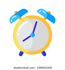 Icon of alarm clock in flat style. Illustration isolated on white background.