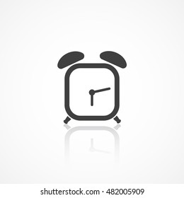Icon of Alarm clock. Shadow reflection design