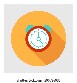 Icon of alarm clock in square