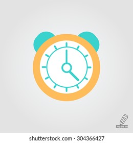 Icon of alarm clock in square
