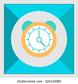 Icon of alarm clock in square