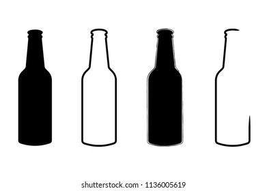 Icon Alcohol Glass Bottle Product For Beer and food isolated Background.