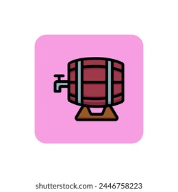 Icon of alcohol wooden barrel. Bar, wine, whiskey. Beer concept. Can be used for topics like pub, winery, restaurant.