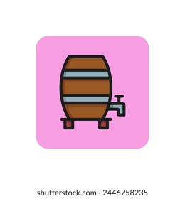 Icon of alcohol wooden vertical barrel. Beer, wine, whiskey. Whiskey and bar concept. Can be used for topics like pub, winery, restaurant.