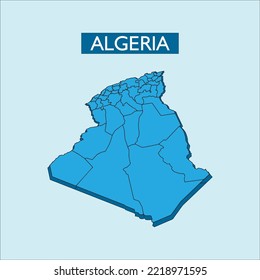 Icon Algeria Vector Map Blue Colored
