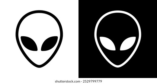 Icon of an alien or newcomer head. Grey alien, symbol of fantasy, UFO or mysticism. Humanoid head, extraterrestrial civilization.