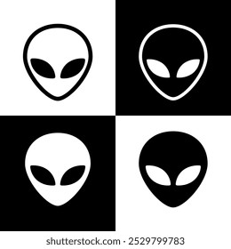 Icon of an alien or newcomer head. Grey alien, symbol of fantasy, UFO or mysticism. Humanoid head, extraterrestrial civilization.