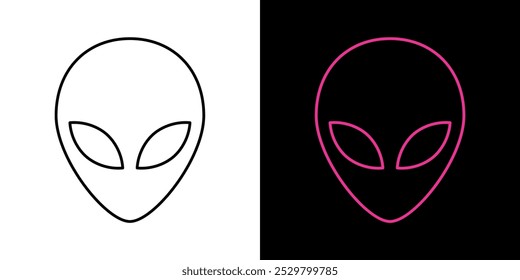 Icon of an alien or newcomer head. Grey alien, symbol of fantasy, UFO or mysticism. Humanoid head, extraterrestrial civilization.