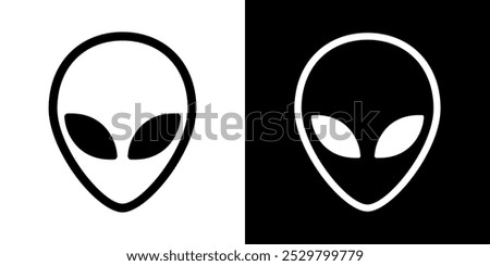 Icon of an alien or newcomer head. Grey alien, symbol of fantasy, UFO or mysticism. Humanoid head, extraterrestrial civilization.