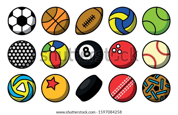 Icon All Kinds Balls Sports Stock Vector Royalty Free