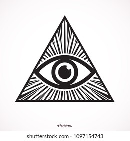 Icon of the all-seeing eye. The symbol of the Masons is the all-seeing eye in the triangle
