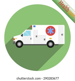 Icon of ambulance car. Vector illustration