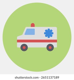 Icon ambulance. Medical elements. Icon in color mate style.