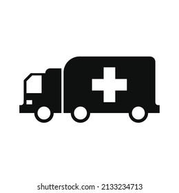 Icon of ambulance with medical symbol vector flat design