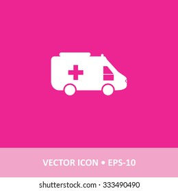 Icon of Ambulance on Magenta Color Background. Eps-10.