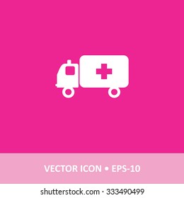 Icon of Ambulance on Magenta Color Background. Eps-10.