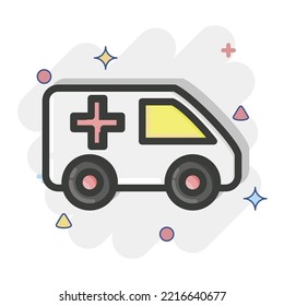 Icon Ambulance. suitable for Automotive symbol. comic Style. simple design editable. design template vector. simple illustration