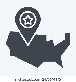 Icon America Map. related to America symbol. glyph style. simple design illustration