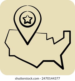 Icon America Map. related to America symbol. hand drawn style. simple design illustration