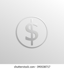 Icon  of the American dollar with a gradient and shadows