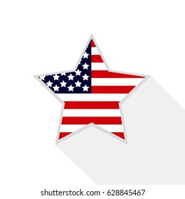 Icon American flag star long shadow.