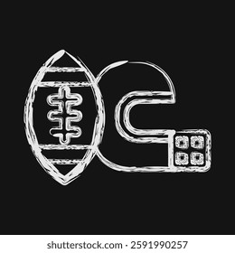Icon american football. Sports elements. Icon in chalk style.