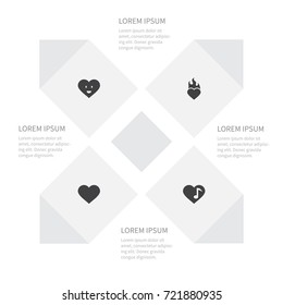 Icon Amour Set Of Burn, Amour, Love And Other Vector Objects. Also Includes Smiling, Heart, Song Elements.