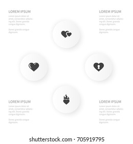 Icon Amour Set Of Hearts, Close, Burn And Other Vector Objects. Also Includes Burn, Soul, Flame Elements.