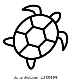 Icon of amphibian animal having a hard shell depicting turtle