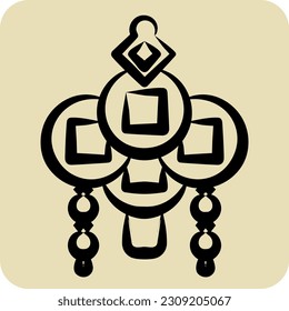 Icon Amulet. related to Chinese New Year symbol. hand drawn style. simple design editable