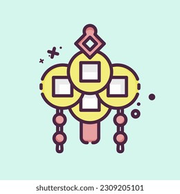 Icon Amulet. related to Chinese New Year symbol. MBE style. simple design editable