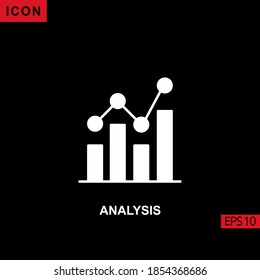 Icon analysis with bar infographic chart. Filled, glyph or flat vector icon symbol sign collection for mobile concept and web apps design.