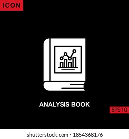 Icon analysis book with bar infographic chart. Filled, glyph or flat vector icon symbol sign collection for mobile concept and web apps design.