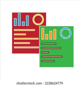 The icon of analysis and comparison reports with charts and data - Illustration - vector 