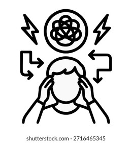 Icon for analysis paralysis or overthinking.