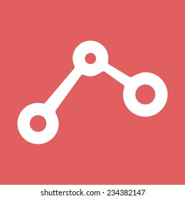 Icon for analytics or networks with three circles connected in series.