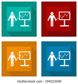icon analytics with shadow different colors. Vector illustrations