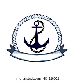 The Icon of anchor with banner for your text 
