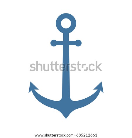 the icon Anchor, blue on white background. vector illustration.