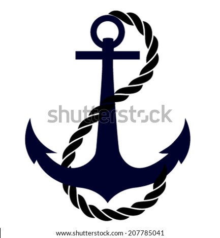 The Icon of anchor in sea color