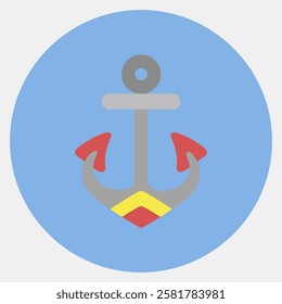 Icon anchor. Traditional tattoo elements. Icon in color mate style.