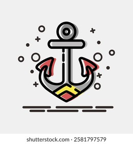 Icon anchor. Traditional tattoo elements. Icon in MBE style.