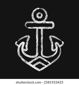 Icon anchor. Traditional tattoo elements. Icon in chalk style.