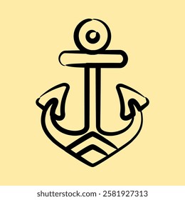 Icon anchor. Traditional tattoo elements. Icon in hand drawn style.