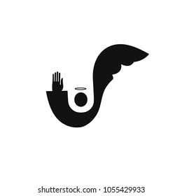 Icon angel. Angel wing fly cupid minimalistic xmas christmas
