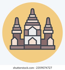 Icon Angkor Wat. related to Cambodia symbol. color mate style. simple design editable. simple illustration