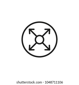 Icon of angle of view. Size, field of view, circle, arrow. Optometry concept. Can be used for topics like designing of contact lenses, optical device, lens